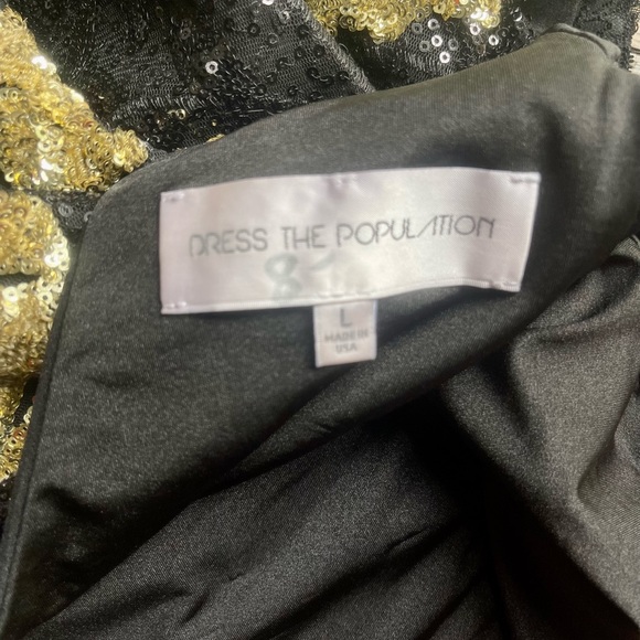 DRESS THE POPULATION- Tabitha metallic formal Sequin dress - Picture 4 of 6